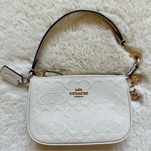 Coach Nolita 15 Signature Leather Mini Bag Color Chalk (Wristlet Pouch)
